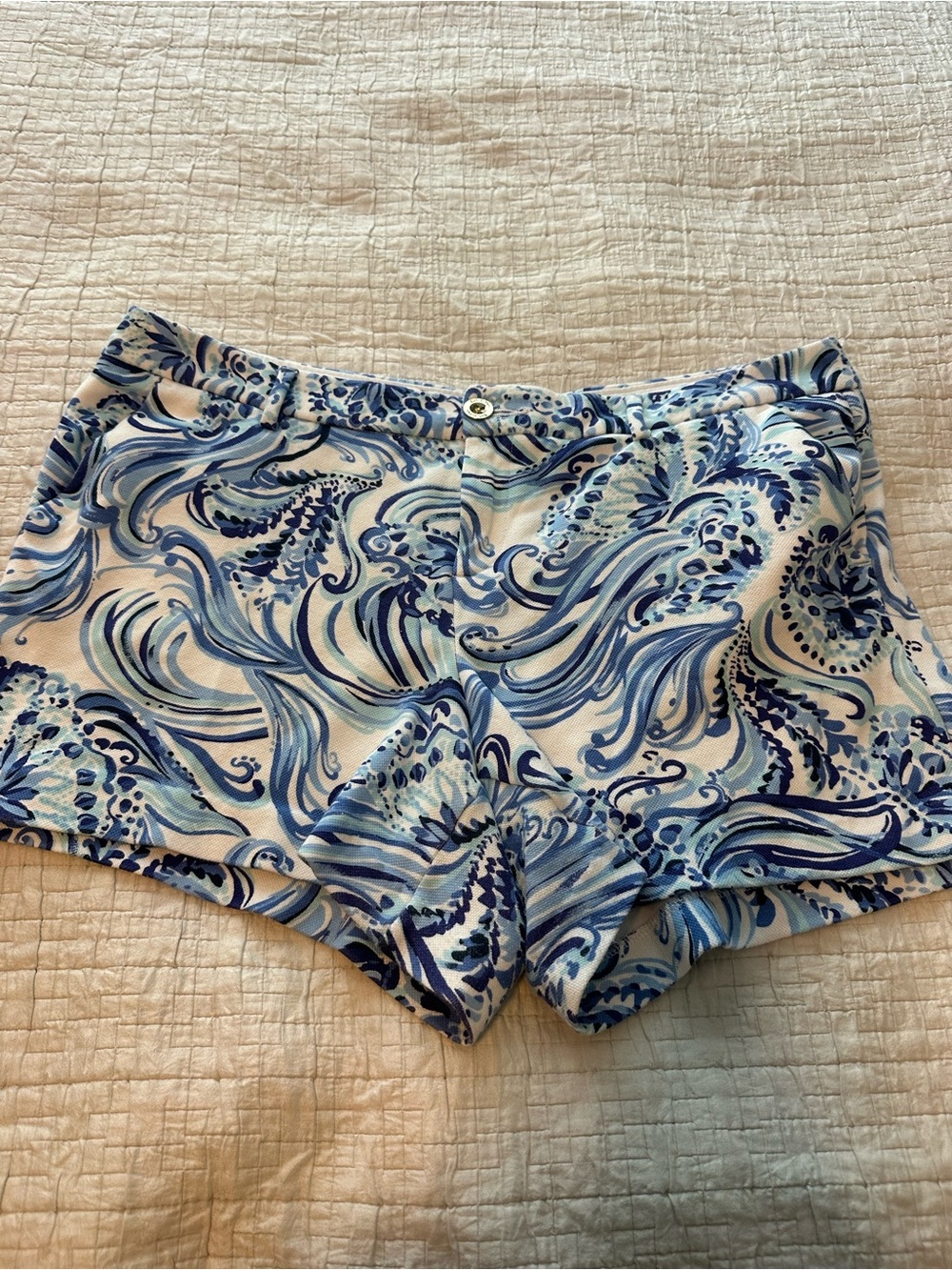 Lilly Pulitzer Blue & White Swirl Print High-Rise Shorts